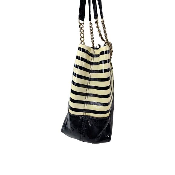 Kate Spade Montrose Elena Nautical Patent Leather Striped Bag Navy EUC - Picture 6 of 12